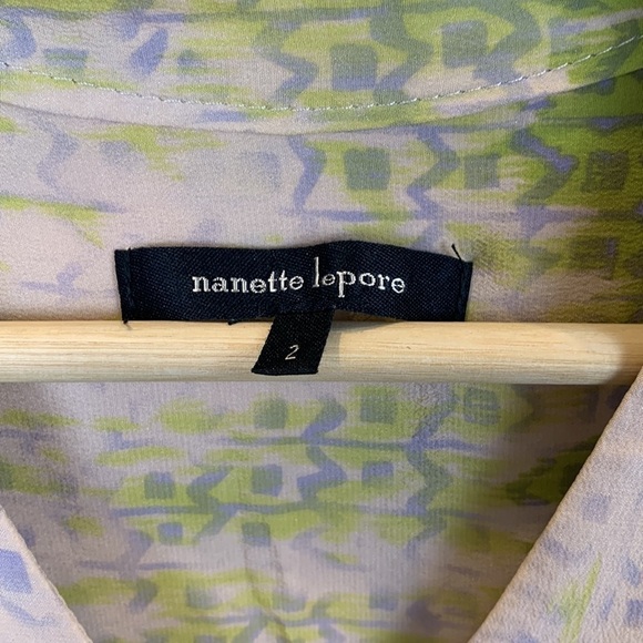 Nanette Lepore sz 2 100% Silk Ruffle Sleeve Button Front Mini Shirtdress - Picture 5 of 7